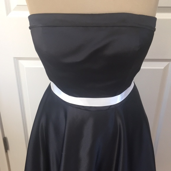 Bill Levkoff Tea Length Black Satin Dress - Picture 2 of 5